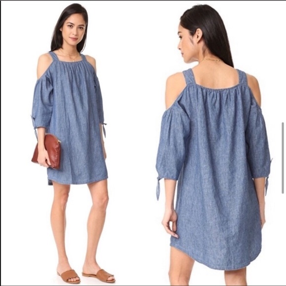 Madewell chambray Cold Shoulder Mini Dress XS - Picture 1 of 7